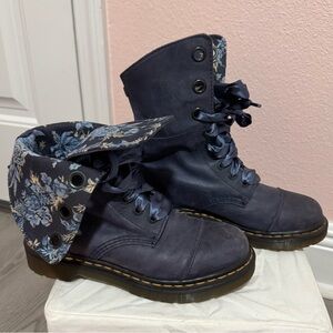 Dr. Martens Navy Boots with Floral Lining